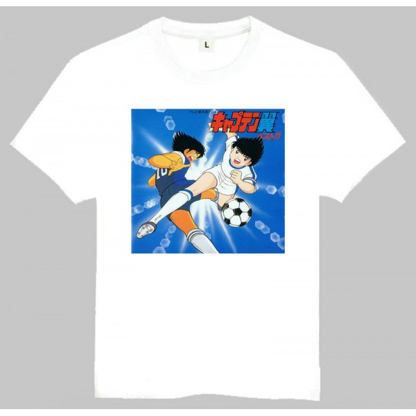 Captain Tsubasa T-Shirt White Short Sleeve Cartoon Captain Tsubasa Top Tees Shirt For Adult