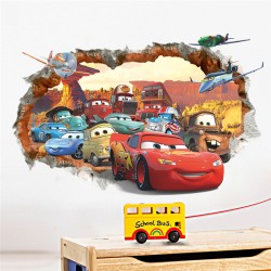 Cartoon cars child room wall stickers for kids room boy bedroom wall decals window poster 3D car wall sticker wallpaper