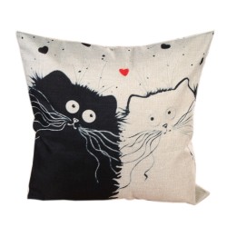 Cartoon images Linen Cotton Blend Cushion Cover Home Office Sofa Square Cat Pillow Case Decorative Cushion Covers Pillowcases