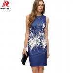 Casual Floral Print Women Summer Dress 2018 New Sexy Vintage Sleeveless Sundress Womens Work Office Mini Bodycon Party Dresses