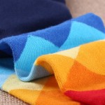 Casual Mens Cotton Colorful Geometry Socks Harajuku Gradient Color Business Dress Socks Diamond Plaid Long Socks calcetines