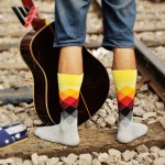 Casual Mens Cotton Colorful Geometry Socks Harajuku Gradient Color Business Dress Socks Diamond Plaid Long Socks calcetines