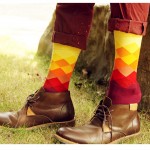 Casual Mens Cotton Colorful Geometry Socks Harajuku Gradient Color Business Dress Socks Diamond Plaid Long Socks calcetines