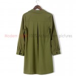 Casual Shirt Dress Spring 2017 European Fashion Style Army Green Collar Long Sleeve Dress Women Plus Size Dresses New Arrivals