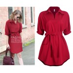 Casual Shirt Dresses Black Red Women Summer Dress 2017 New Arrivals Fashion Pollar Collar Short Sleeve Ladies Dress Plus Size