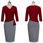 Casual Wear To Work Sheath Slim Bodycon Office Lady Dress Spring Autumn Women Elegant V Neck Patchwork Pencil Dress HB333