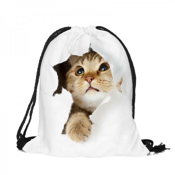 Cat escape 3D printing Women Classic forever  brand mochila escolar man  bags Travel mochilas backpack drawstring bag