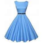 Charmian Elegant 1950s Vintage Floral Print Sleeveless Round Neck Casual Party Swing Dress with Black Waist Belt Christmas Dress
