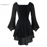 Charmian Women's Autumn Dress Victorian Gothic  Dress Casual Long Flare Sleeve Lace Dress Short Tunic Dress Vestidos