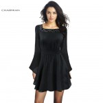 Charmian Women's Autumn Dress Victorian Gothic  Dress Casual Long Flare Sleeve Lace Dress Short Tunic Dress Vestidos
