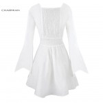 Charmian Women's Autumn Dress Victorian Gothic  Dress Casual Long Flare Sleeve Lace Dress Short Tunic Dress Vestidos
