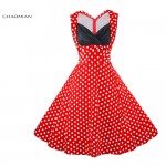 Charmian Women's Plus Size Vintage 50s Polka Dot Cut Out V-Neck Casual Party Dresses Rockabilly Valentine's Day Dresses Vestidos