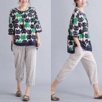 Cheerart Plus Size T Shirt Women Loose Cartoon Pattern Print Linen Cotton Korean Fashion Tops Autumn Tee Shirt Femme Clothing