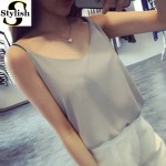 Chiffon Tank Top Women 2017 New Summer Sleeveless Shirt Sexy V-neck Cami Loose Casual Female Tops Plus Size Vest Ladies Clothing