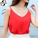 Chiffon Tank Top Women 2017 New Summer Sleeveless Shirt Sexy V-neck Cami Loose Casual Female Tops Plus Size Vest Ladies Clothing