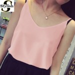 Chiffon Tank Top Women 2017 New Summer Sleeveless Shirt Sexy V-neck Cami Loose Casual Female Tops Plus Size Vest Ladies Clothing