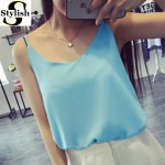 Chiffon Tank Top Women 2017 New Summer Sleeveless Shirt Sexy V-neck Cami Loose Casual Female Tops Plus Size Vest Ladies Clothing