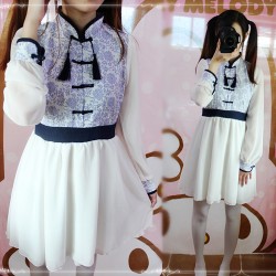 Chinese blue and white Flower pattern costume Chinese clothing Lolita daily ancient style dress