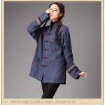 Chinese style Autumn Women Jackets Casual pure linen thickened Coat frog overcoat shell outer garment 2colors