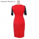 Chu Ni 2018 New Summer Dress Women Sexy Floral Lace Peplum Patchwork Half Sleeve See Through Evening Party Pencil Dress M036