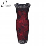 Chu Ni 5XL Plus Size Elegant Dress Embroidery See Through Lace Party Evening Cap Sleeve O Neck Sheath Vestido Bodycon Dress N127