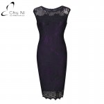 Chu Ni 5XL Plus Size Elegant Dress Embroidery See Through Lace Party Evening Cap Sleeve O Neck Sheath Vestido Bodycon Dress N127