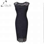 Chu Ni 5XL Plus Size Elegant Dress Embroidery See Through Lace Party Evening Cap Sleeve O Neck Sheath Vestido Bodycon Dress N127