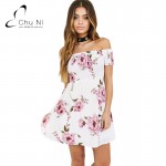 Chu Ni Off Shoulder Floral Summer Dress Vintage High Waist Beach Dress Women 2017 Sexy Short Dresses Vestidos MD06
