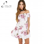 Chu Ni Off Shoulder Floral Summer Dress Vintage High Waist Beach Dress Women 2017 Sexy Short Dresses Vestidos MD06