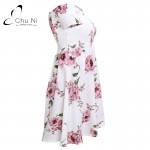 Chu Ni Off Shoulder Floral Summer Dress Vintage High Waist Beach Dress Women 2017 Sexy Short Dresses Vestidos MD06