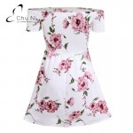 Chu Ni Off Shoulder Floral Summer Dress Vintage High Waist Beach Dress Women 2017 Sexy Short Dresses Vestidos MD06