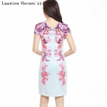 Chu Ni Sexy Women European Style Summer Causal Dresses Elegant Short Sleeves Floral Print Package Hip Evening Party Dresses L055