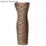 Chu Ni Women Elegant Leopard Dress Sexy Deep V Sleeveless Dresses Party Club Wear Sheath Pencil Casual Dress Plus Size 2XL MI03