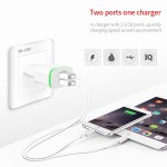 CinkeyPro USB Charger For iPhone 5 6 iPad Samsung LED Light 2 Ports 5V 2A Wall Adapter EU Plug Mobile Phone Micro Charging Data