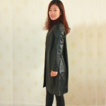City 2017 Women Jacket Black Faux Leather Cardigan Jacket Coat Long Sleeve V Neck Solid Black Custom PU Coat Punk Jacket 356