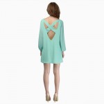 City 2017 Women Summer Casual Dress Long Sleeve O Neck Back Cross Hollow Out Sexy Candy Color Custom Casual Mini Shirt Dress 261