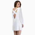 City 2017 Women Summer Casual Dress Long Sleeve O Neck Back Cross Hollow Out Sexy Candy Color Custom Casual Mini Shirt Dress 261