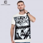 City mens t-shirt tops tees fitness hip hop men cotton tshirts homme camisetas t shirt brand clothing animal wolf off white 2023