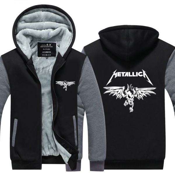 Classic Heavy Metal Metallica Rock Men's Hoodies For Men 2016 New Thicken Fleece Zipper Casual Tops USA EU size Plus size