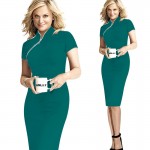 Classic High grade Women Vintage Design Elegant Front Zipper Solid color Office work Party wiggles Bodycon Sheath Pencil Dress22