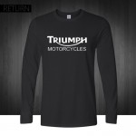 Classic TRIUMPH MOTORCYCLES T Shirt Men 100% Cotton printed long Sleeve O neck Good Quality T-shirt Top Tees New Autumn