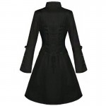 Clocolor Asymmetric Black Coat Stand Collar Long Sleeve Women Overcoat Elegant Plain boule-Breasted Slim Fall Winter women coat