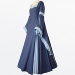Clocolor medieval dress light blue vintage style gothic dress floor length women cosplay dresses retro long medieval dress gown