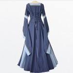 Clocolor medieval dress light blue vintage style gothic dress floor length women cosplay dresses retro long medieval dress gown