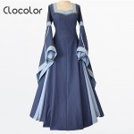 Clocolor medieval dress light blue vintage style gothic dress floor length women cosplay dresses retro long medieval dress gown