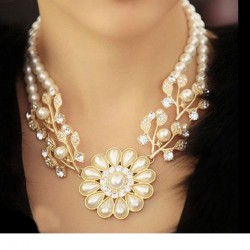 Colares Femininos Simulated Pearl Necklace for Women Fashion Gold Color Beads Choker Necklaces Statement Jewelry collier femme