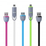 Colorful Micro USB Cable 8Pin 2 in 1 Sync Data Charging USB Cable for iPhone 5 6 6s plus Fast Charger Cable For Samsung S4 S5 S6