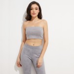 Colysmo Sexy Strapless Strechable Women Suede Bustier Bandeau Crop Top Tank Tops Autumn Winter Spring Tube Top Sleeveless Vest 