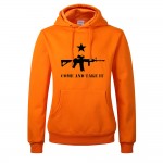 Come And Take It Thick Sweatshirt For Men 550GM2 Candy Color Machine Gun Print Fleece Hoodies Mens Pullover