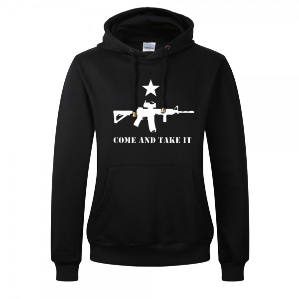 Come And Take It Thick Sweatshirt For Men 550GM2 Candy Color Machine Gun Print Fleece Hoodies Mens Pullover
